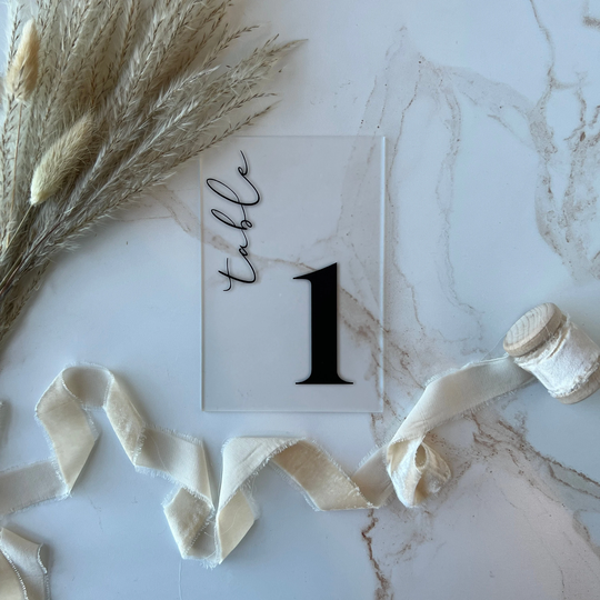Acrylic Table Numbers, Numbers With Stand, Frosted Modern Wedding