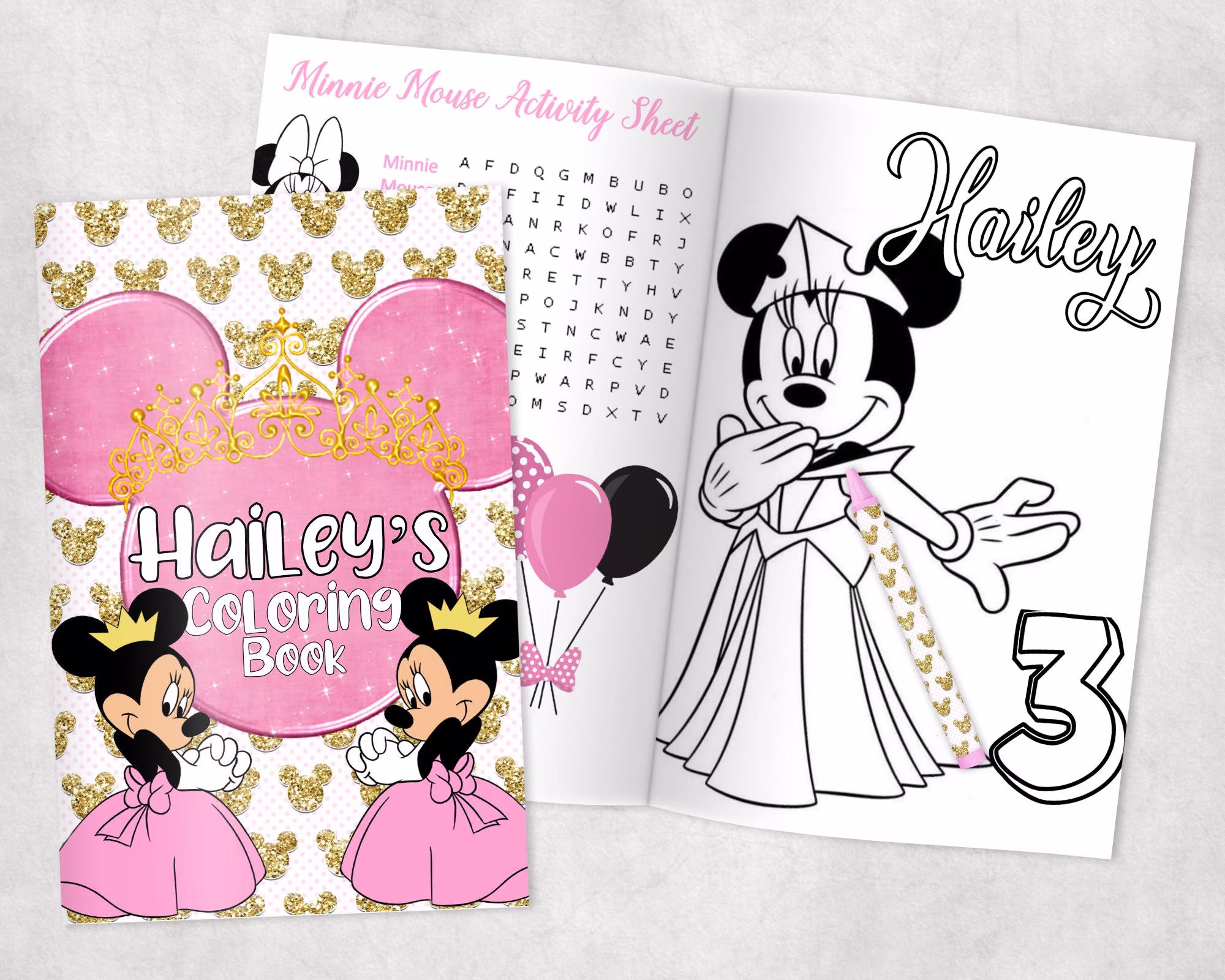 Minnie Mouse Personalized Coloring Books - Custom Party Favors Thank You Gift Birthday Printed & Shipped- 12