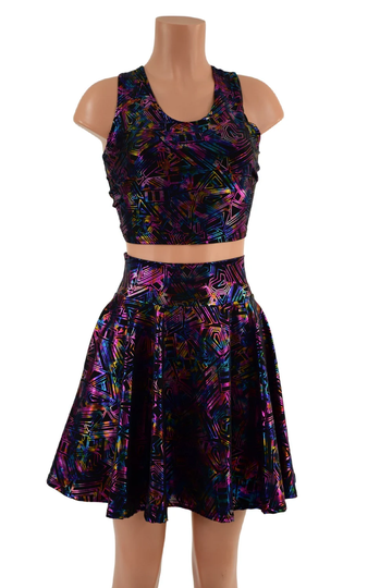Cyberspace Racerback Crop Top & Skater Skirt With Pockets 157687