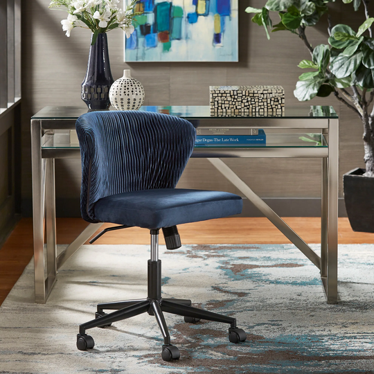 Sayu Curved Back Velvet Wave Pattern Office Chair by iNSPIRE Q Modern