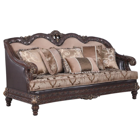Best Master Furniture Traditional Upholstered Faux Leather Sofa