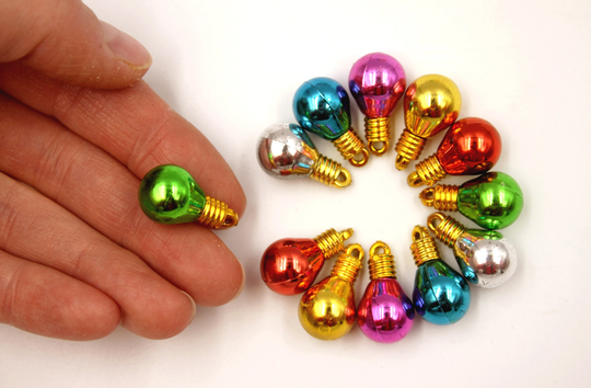 Ornaments - 7/8" Miniature Bulb Shaped Mix Color 12 Or 24 Pack For Tiny Tree, 16 Scale Dollhouse, Mini Wreath, Kid Craft Shatter Proof