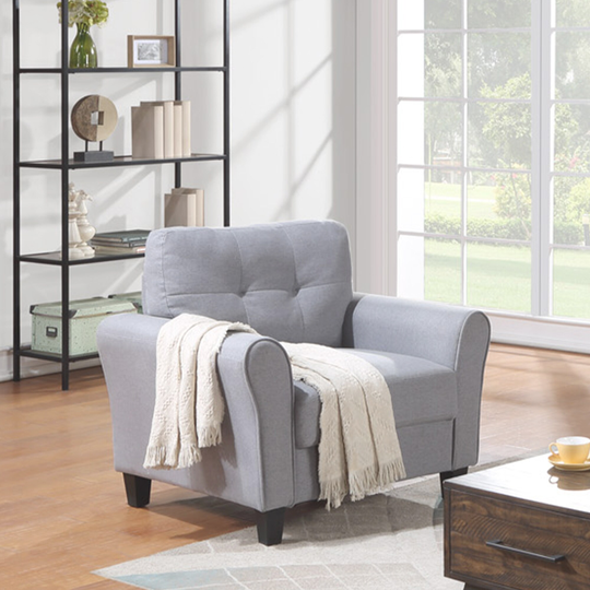 Modern Living Room Sofa Wood Frame Single Armchair Sofa Linen Resilience Upholstered Comfort Couch Furniture for Home Office