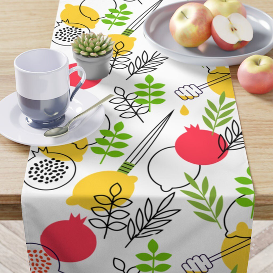 Sukkot Table Runner - Sukkah Decor, Etrog & Lulav, Jewish Gift