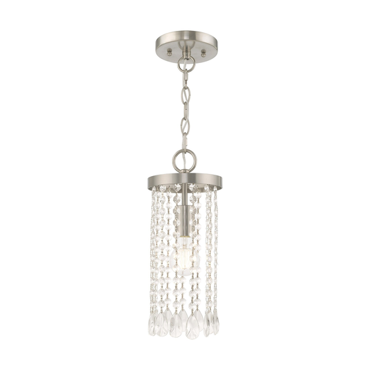 Livex Lighting Elizabeth 1-Light Brushed Nickel Mini Pendant - 6"Dia. x 14.75"H