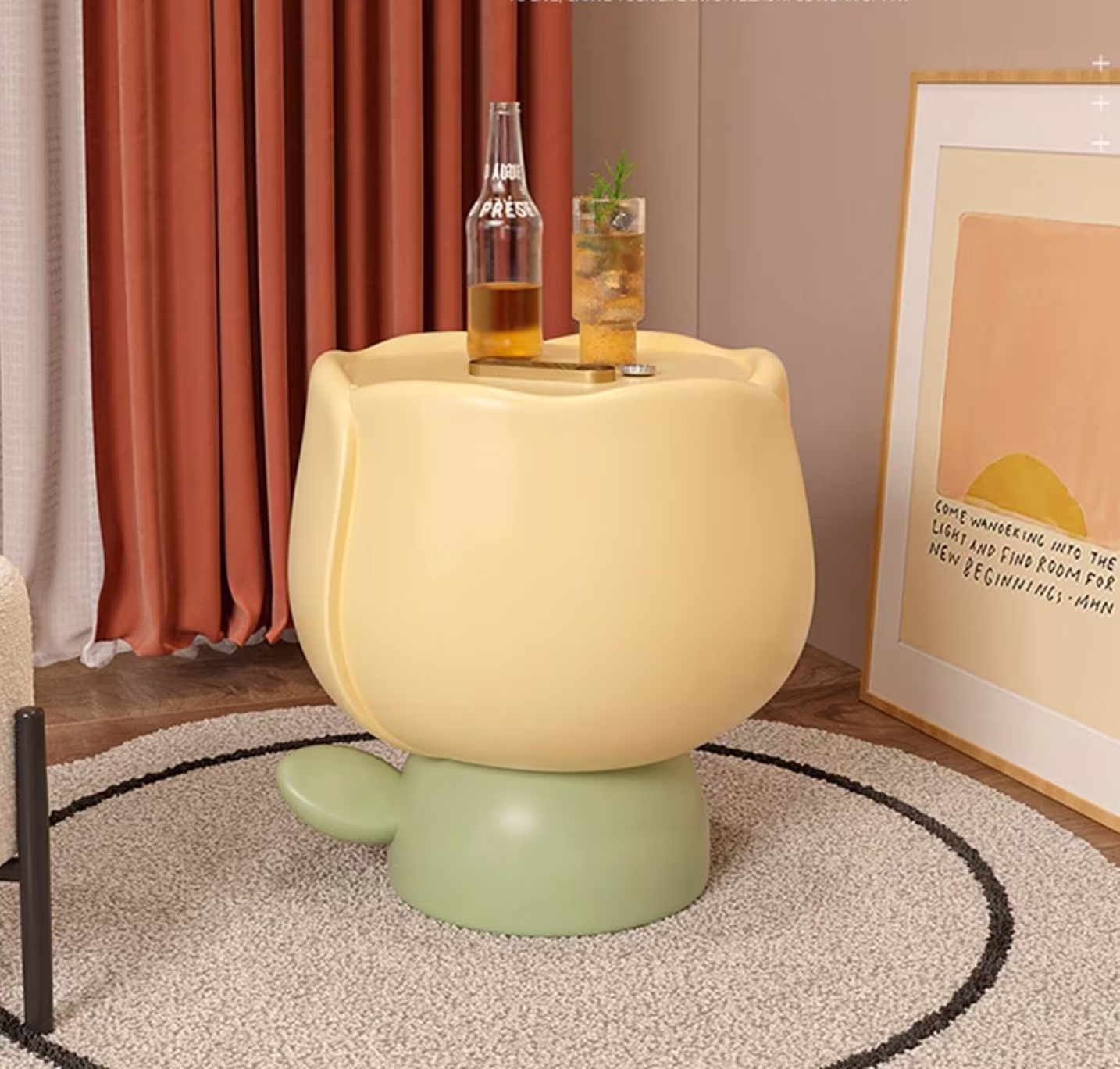 Pastel Tulip Side Table - Dreamy Aesthetic Flower Coffee Bedside End Furniture Home Decor Cute Unique Colorful Kawaii Gift Love