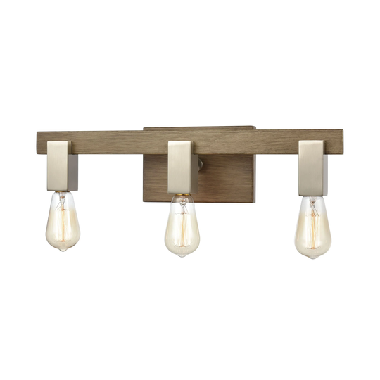 Axis 3-Light Vanity Light in Light Wood and Satin Nickel