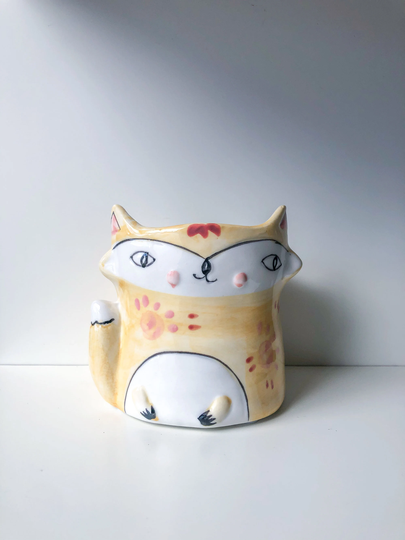 Fox Pot, Planter, Vase, Boho Hippie Cute, Whimsical, Animal Pencil Holder, Foxy