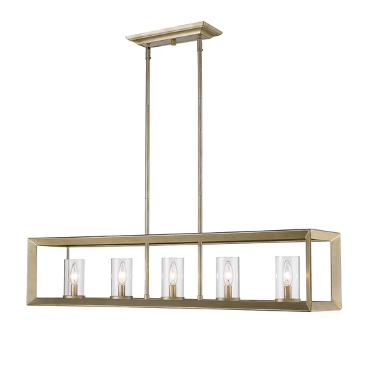 Smyth 5-Light Light Linear Pendant White Gold with Clear Glass