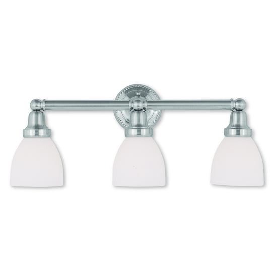 Livex Lighting Classic Brushed Nickel Steel/Frosted Glass 3-light Bath Light
