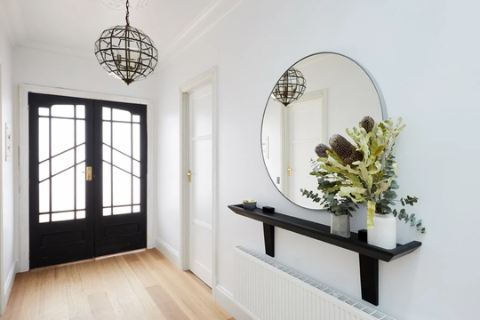 Wood Floating Console Table Made From Solid Pine - Hallway Narrow Entryway Furniture 90 cm