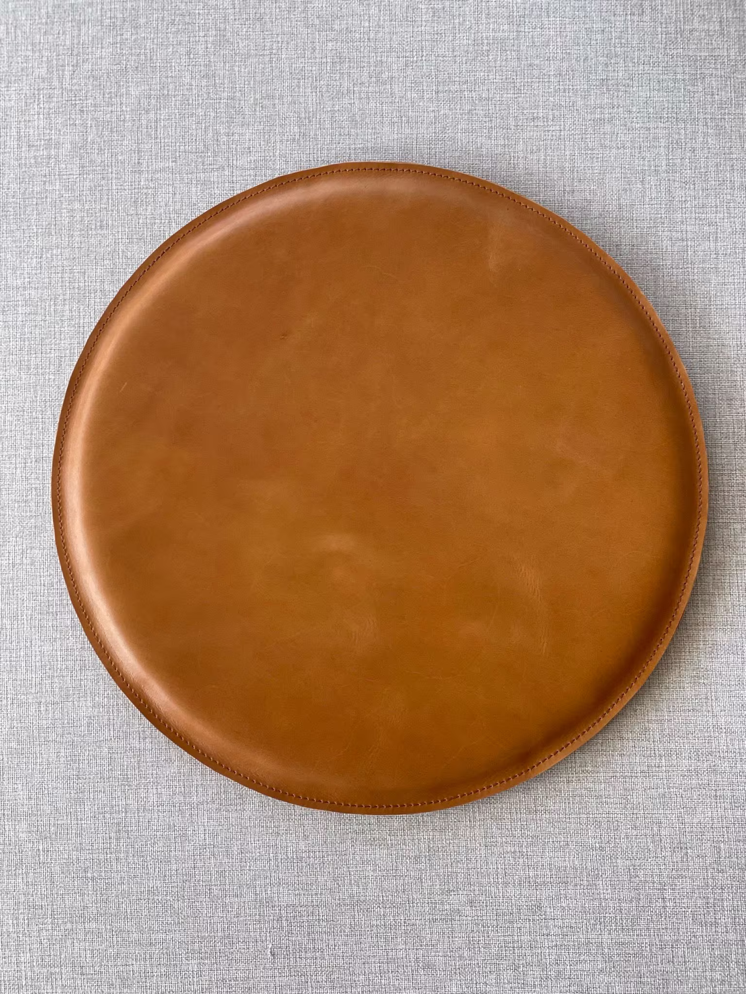 Round Leather Chair Pad | Seat Cushion Dinning Stool Bench Thin Cover Camel Tan Window Sofa Office Ottoman Kitchen Bar Custom Size Inches ""