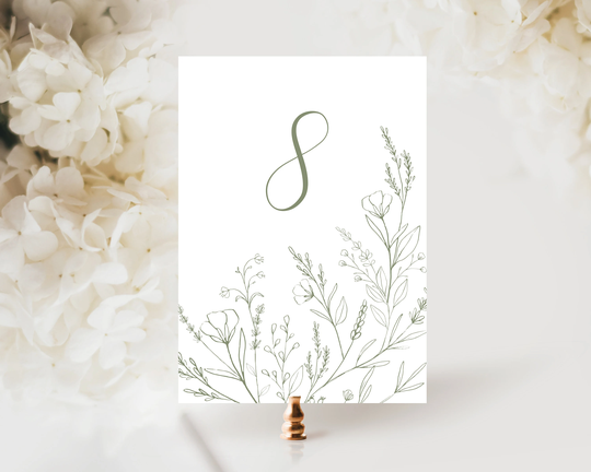 Botanical Florals Table Number Signs | Boho Wedding Decor Floral # Printed