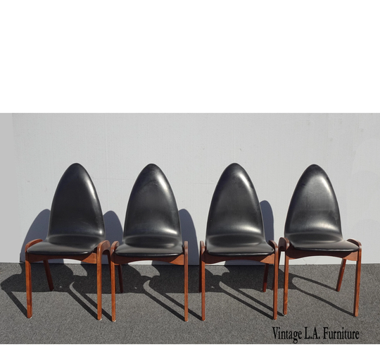 Set Of Four Mid Century Modern Black Dining Room Chairs