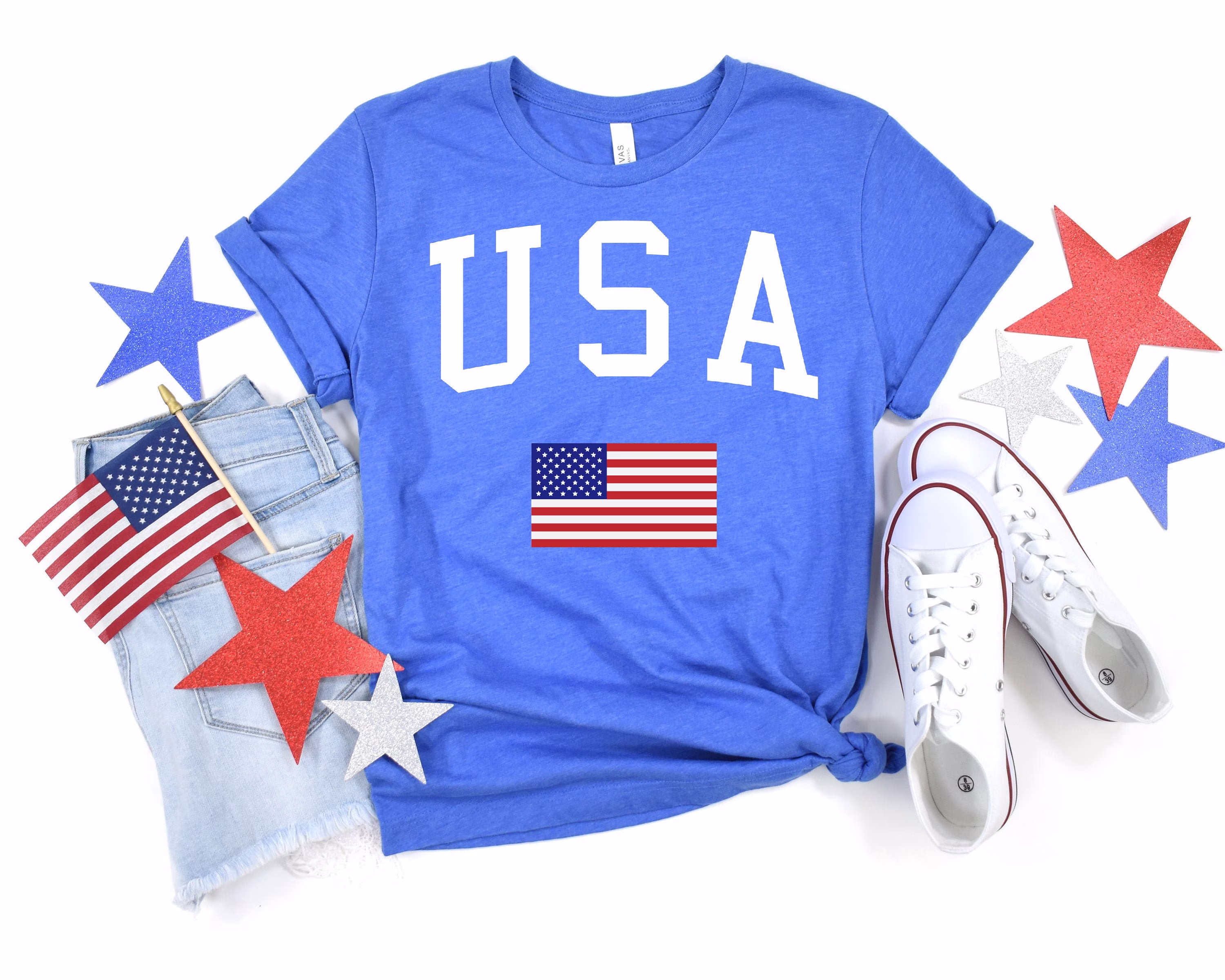 Usa Flag Comfort Colors T-Shirt, 4Th Of July Shirt, Fourth Freedom Camping Shirt