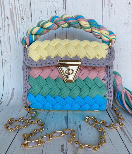 Hand Woven Bag/Multi Color Bag/Handmade Bag/Knitted Bag/Colorful Bag/Designer Bag/Luxury Bag/Shoulder Bag/Women's Bag