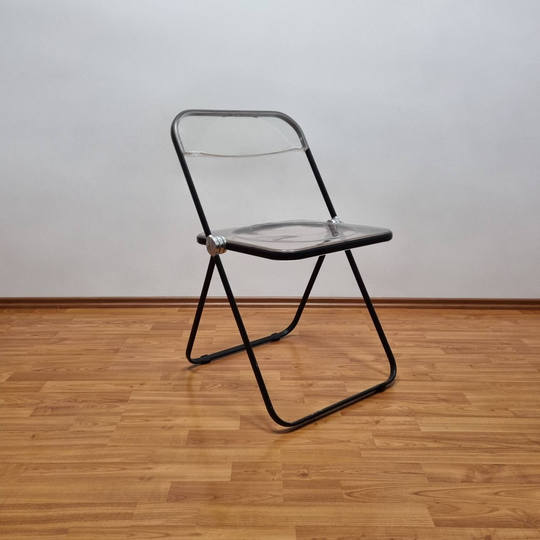70S Folding Chair Plia, Black Plia, Designed By Giancarlo Piretti For Castelli, Italy