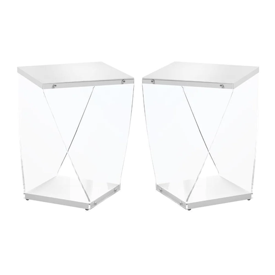 16" Accent Acrylic End Table in White Finish - Set of 2 - 54 x 84
