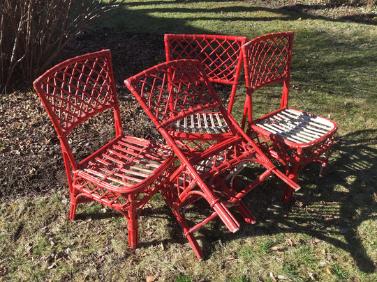 Rattan Dining Chairs Mid Century Bamboo Side Set 4 Indoor Outdoor