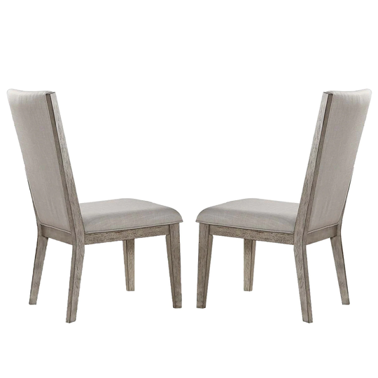 Set of 2 Fabric Side Chair in Gray Oak Finish