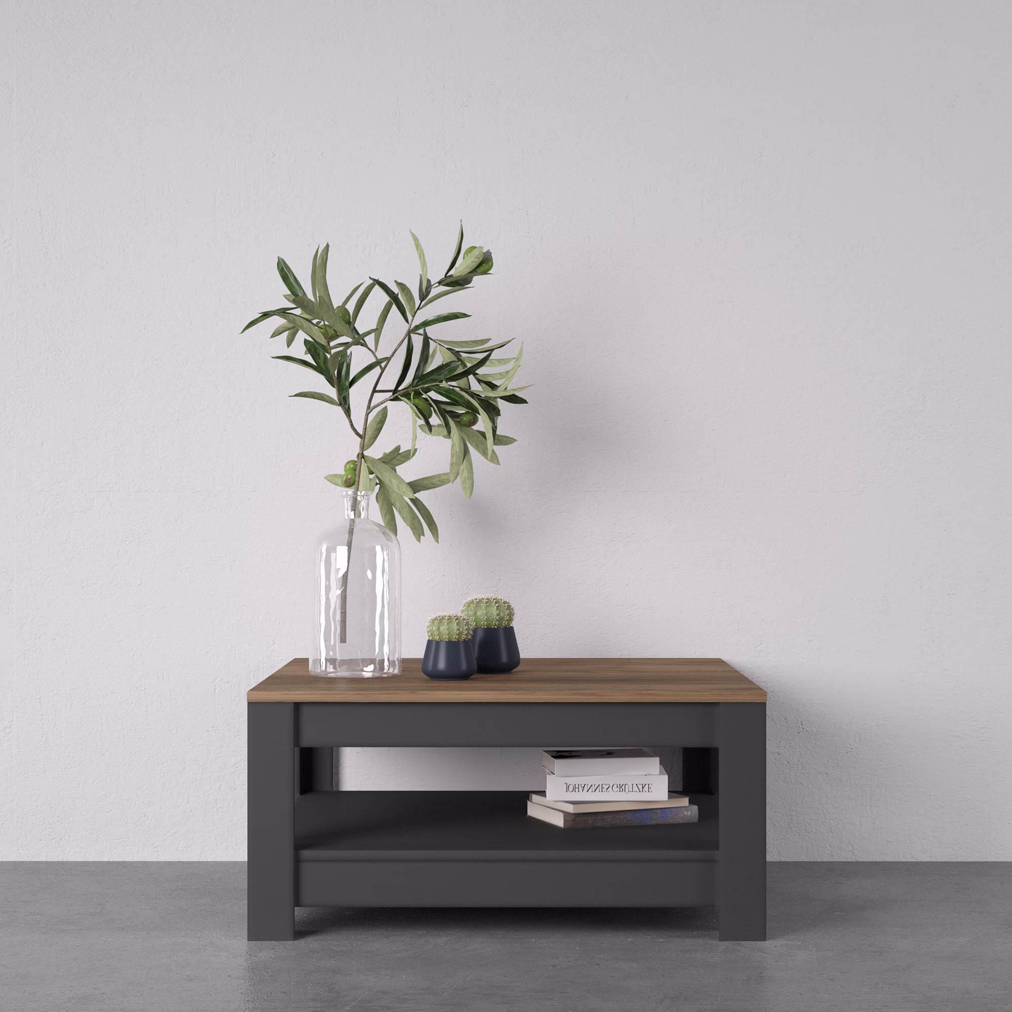Grado Minimal Coffee Table | With Shelves Gray Nordic Modern Wooden