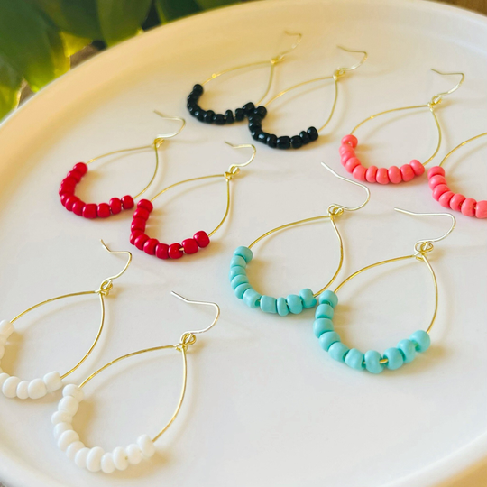 Teardrop Earrings Beaded Boho Colorful, Earrings, Lightweight Everyday Women's Dangle, Wire Gold