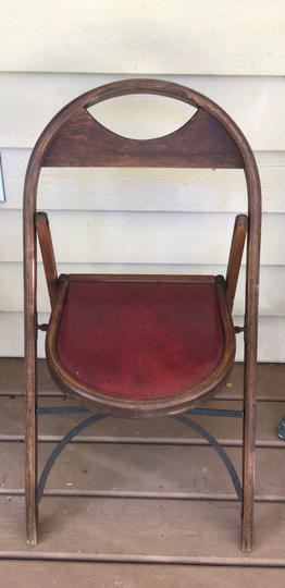 Folding Wood Chair, Antique 1930's Mahogany Chair, L. Rasetter & Son Design, Sturdy & Solid, Estate Find, Funeral Graveside Chair