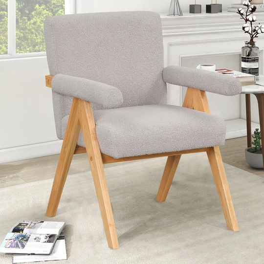 Modern Armchair with Solid Wood Frame, Altay Velvet Upholstered Accent Chair with Arm Pads for Living Room Bedroom Apartment