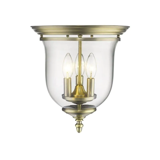 Livex Lighting Legacy 3-Light Antique Brass Ceiling Mount - Antique Brass