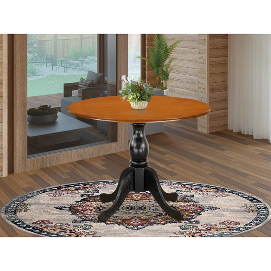 DST-BCH-TP - Kitchen Table with Drop Leaves - Cherry Table Top and Black Pedestal Leg Finish - Multi