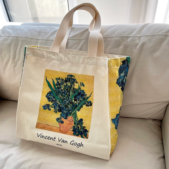 Irises Flower Tote Bag|Van Gogh Bag|Floral Aesthetic Bag|Librarian Aesthetic|Canvas Bag|Art Bag|Bridesmaid Bags|Gift Idea For Bridal