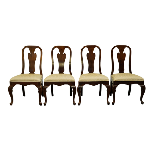 Set Of 4 Davis Cabinet Solid Cherry Traditional Queen Anne Style Dining Side Chairs 68368