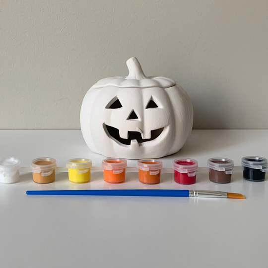 Jack-O-Lantern, Diy Pumpkin Pottery Painting, At Home Painting Kit, Ceramic Jack O Lantern, Pumpkin Kit