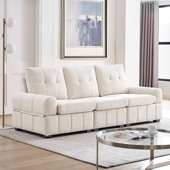 93" Modern Tufted livingroom Sofa with Storage Space, High Back Height Upholstered Futon Sofa, Modern Accent Sofa
