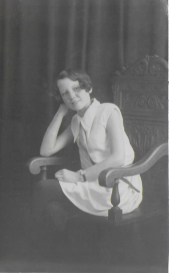 Rppc, Vintage Photo, Young Girl, in Chair, Sleeveless Dress, Ladies Watch, Fashion