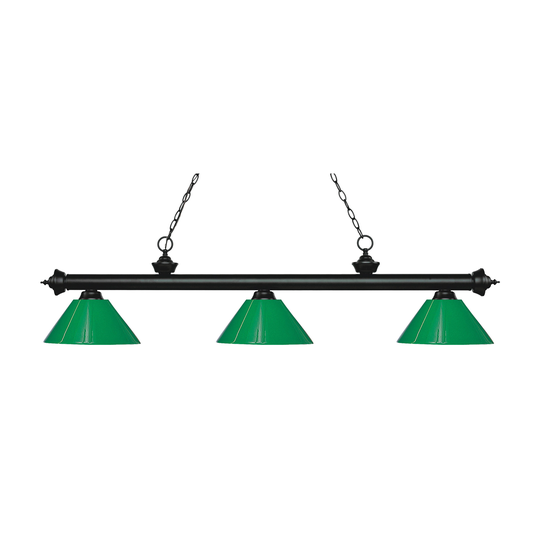 Avery Home Lighting Riviera Matte Black 3-light Island/Billiard Green-finished Light - Matte Black