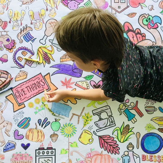 Thanksgiving Giant Coloring Page | Tablecloth Kid's Table Decor Family Activity