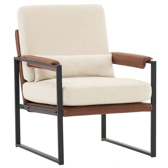 Indoor Comfortable Leisure Chair with Lumbar Pillow and Metal Frame