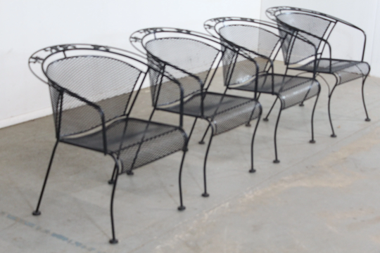 Set Of 4 Mid-Century Modern Salterini Curve Back Outdoor Arm Chairs B