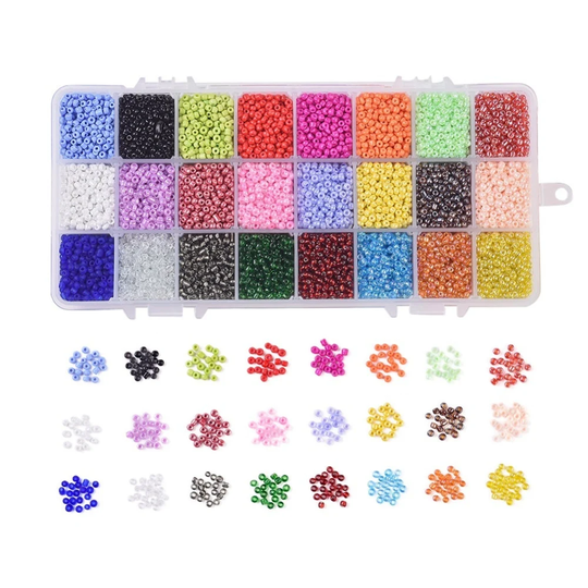 24 Colors Glass Seed Bead Kit, Size 8/0, 3mm, About 15, 000Pcs/Box, Mixed Color, Diy Jewelry, Kid's Crafts, Beaded Projects, Variety Pack