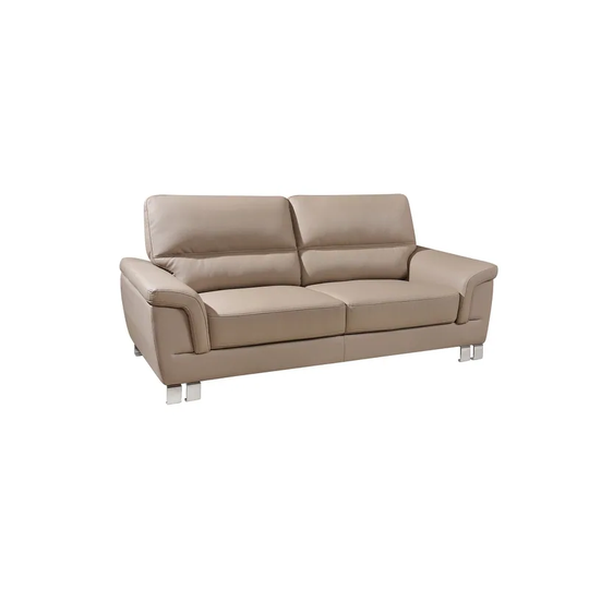 37" Modern Beige Leather Sofa - 37" x 82" x 36"