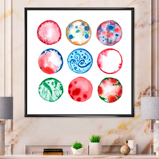 Designart 'Color Of Live Set Circles' Modern Framed Canvas artwork