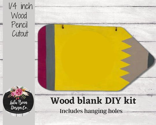 Pencil Door Hanger Teacher Cutout Shape, Unfinished Wood Laser Cut Diy Craft Supply, Many Size Options, Blank