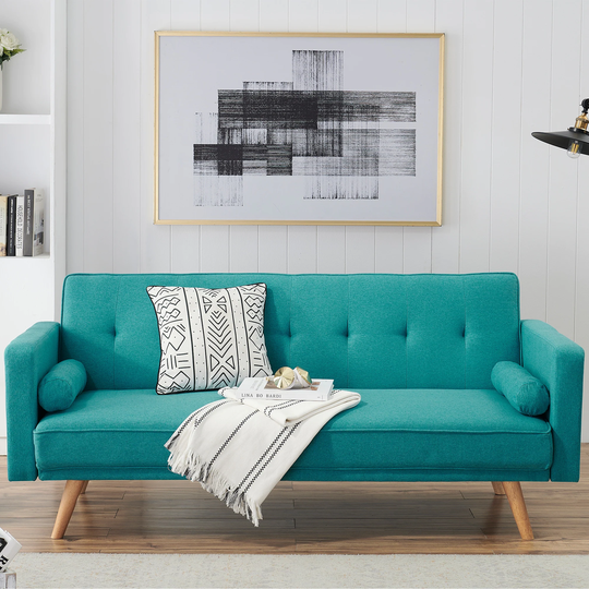 Double Corner Folding Sofa Bed, Cotton and Linen Upholstery Sleeper Sofa with Two Throw Pillows, Multiple colors available