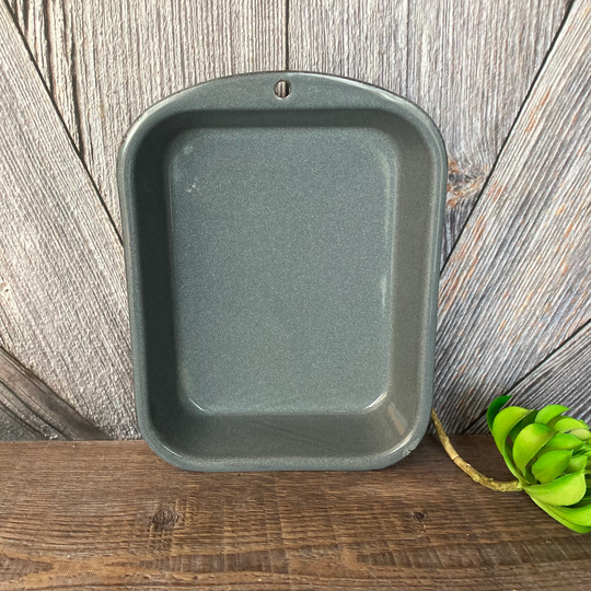Vintage Enamel Pan Rectangular Gray Graniteware Indoor Garden Prep Planter Enamelware Storage Container Sustainable Ecofriendly