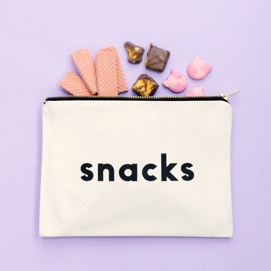 Snacks Canvas Bag - Slogan Zipped Pencil Case Pouch Alphabet Bags
