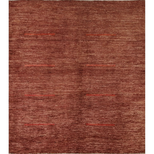 Copper Color Modern Gabbeh Kashkoli Rug Hand-knotted Wool Carpet - 4'3" x 4'7"