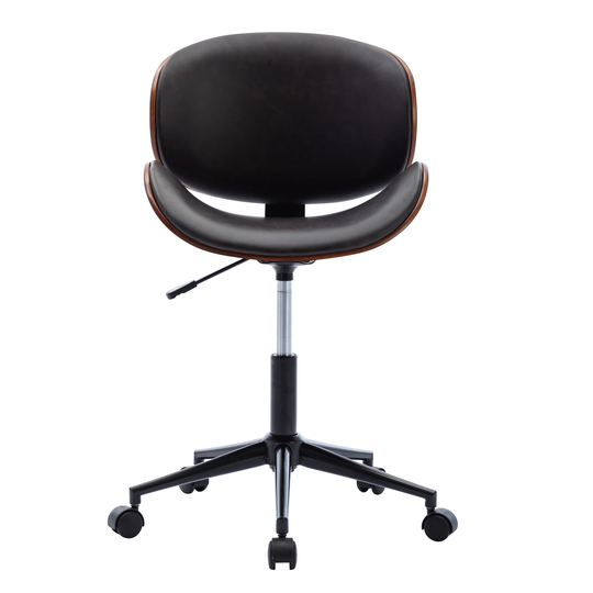 Bent wood Adjustable Office Chair , Mix color PU Leather Upholstery and black foot