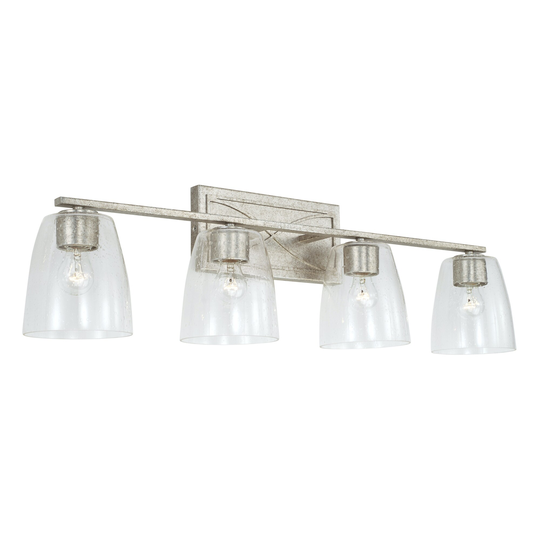 Sylvia 4-light 34-inch Bath/ Vanity Fixture w/ Clear Seeded Glass