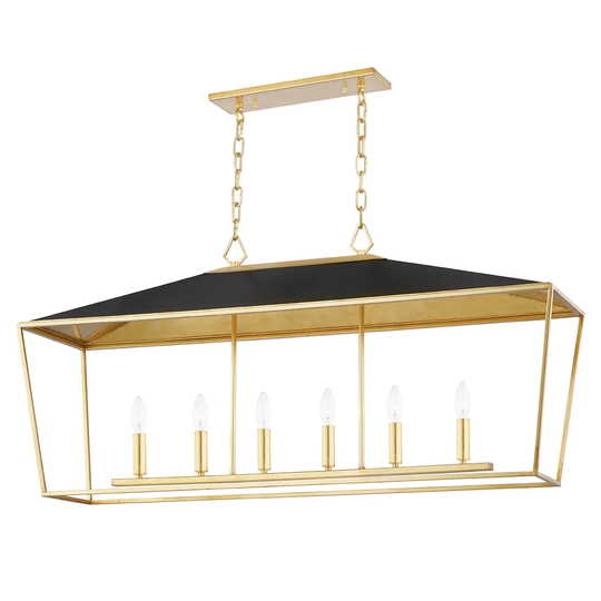Hudson Valley Paxton 6-Light Island Light - Gold Leaf/Black Finish - N/A